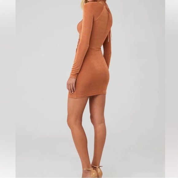 Significant Other X Revolve Rosie Long Sleeve Mini Dress in Caramel Size 4 - Picture 4 of 16